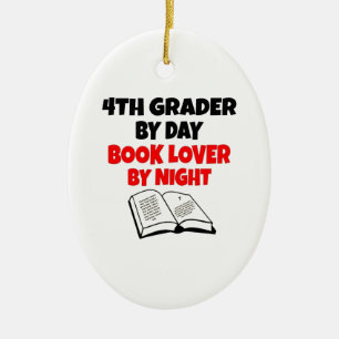 Ornement Ovale En Céramique Book Lover 4th Grader