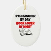 Ornement Ovale En Céramique Book Lover 4th Grader (Dos)
