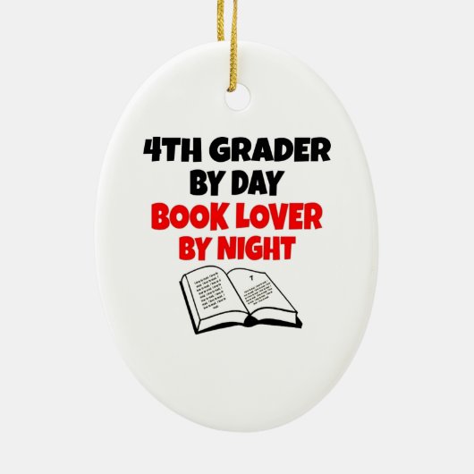 Ornement Ovale En Céramique Book Lover 4th Grader (Dos)