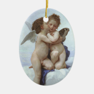 Ornement Ovale En Céramique Bouguereau - L'Amour et Psyché, Enfants