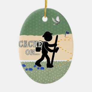 ORNEMENT OVALE EN CÉRAMIQUE CACHETTE DESSUS ! GEOCACHER