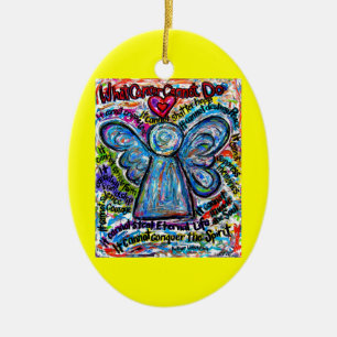 Ornement Ovale En Céramique Cancer coloré Angel Ornament Pendentif Customisé