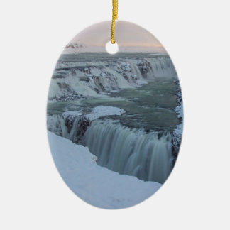 Ornement Ovale En Céramique Cascade de Gullfoss en Islande