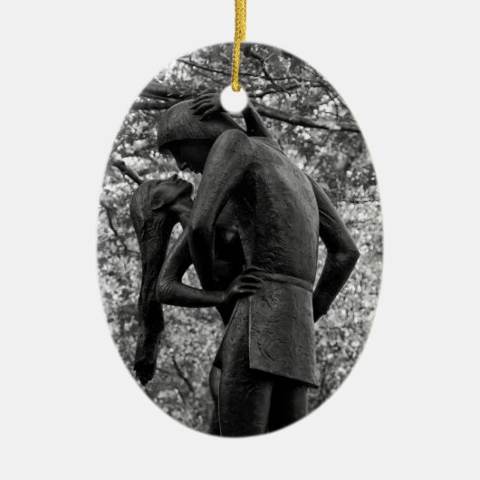 Ornement Ovale En Céramique Central Park Automne : Romeo & Juliet Statue 01 B& (Devant)