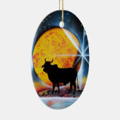 Ornement Ovale En Céramique C'est Taureau (Droite)