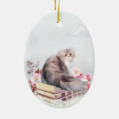 Ornement Ovale En Céramique Chat et livres perses (Dos)