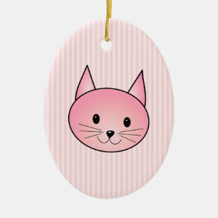 Ornement Ovale En Céramique Chat. Kitty. assez rose adorable
