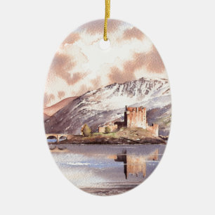 Ornement Ovale En Céramique Château" Ecosse "d'Eilean Donan