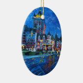 Ornement Ovale En Céramique Château Frontenac Québec Canada par nuit (Droite)