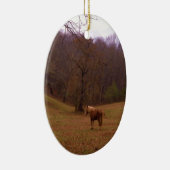 Ornement Ovale En Céramique Cheval Brown et blond dans un champ (Droite)
