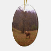 Ornement Ovale En Céramique Cheval Brown et blond dans un champ (Gauche)