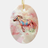 Ornement Ovale En Céramique Cheval en aquarelle (Dos)