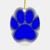 Ornement Ovale En Céramique Chien Paw En Bleu Avec Contours (Devant)
