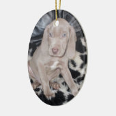 Ornement Ovale En Céramique Chiot de Weimaraner (Gauche)