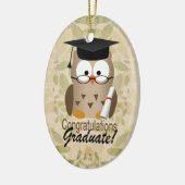 Ornement Ovale En Céramique Chouette mignonne (Gauche)