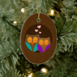 Ornement Ovale En Céramique Chouettes dans un nid<br><div class="desc">Art par Heartlock</div>