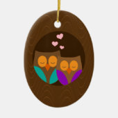 Ornement Ovale En Céramique Chouettes dans un nid (Devant)