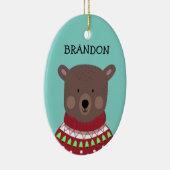 Ornement Ovale En Céramique Christmas Bear (Droite)