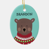 Ornement Ovale En Céramique Christmas Bear (Dos)