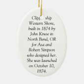 Ornement Ovale En Céramique Clipper Ship Western Shore (Dos)