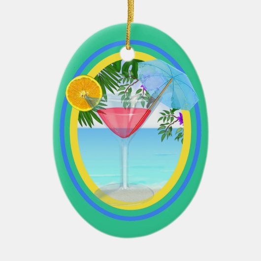 Ornement Ovale En Céramique Cocktail Paradise (Devant)