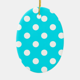 Ornement Ovale En Céramique Code hexadécimal cyan pois 00E3F4