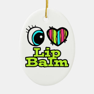 Ornement Ovale En Céramique Coeur des yeux lumineux J'aime Balme de lèvres