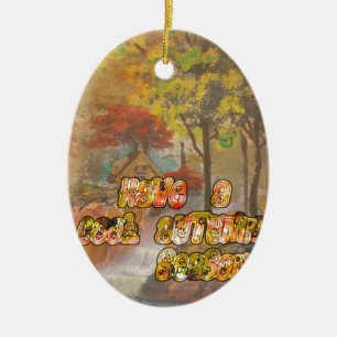 Ornement Ovale En Céramique Cool vintage Hakuna Matata Avoir un cool Autum Sea