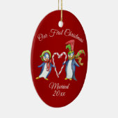 Ornement Ovale En Céramique Couples Premier Noël (Droite)