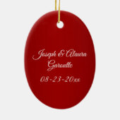 Ornement Ovale En Céramique Couples Premier Noël (Dos)