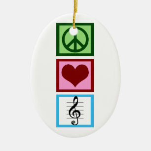 Ornement Ovale En Céramique Coutume de musique d'amour de paix