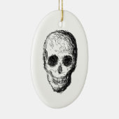 Ornement Ovale En Céramique Crâne noir (Droite)