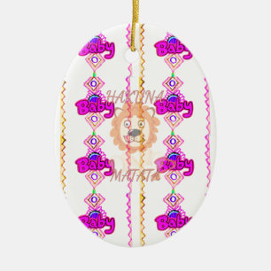 Ornement Ovale En Céramique Créez votre propre bébé amusant Lion Cub Design de