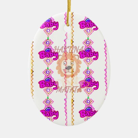 Ornement Ovale En Céramique Créez votre propre bébé amusant Lion Cub Design de (Devant)