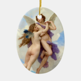 Ornement Ovale En Céramique Cupidon et cru Bouguereau de psyché