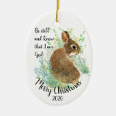 Ornement Ovale En Céramique Custom Dated Christmas Be Still I am God Citation (Devant)