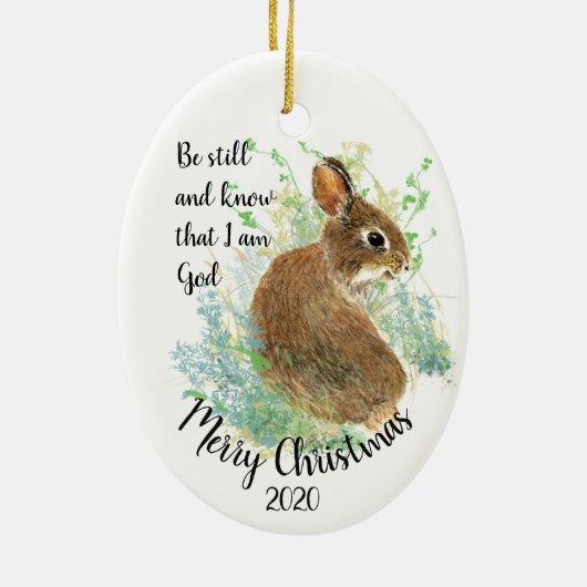 Ornement Ovale En Céramique Custom Dated Christmas Be Still I am God Citation (Dos)