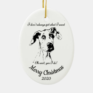 Ornement Ovale En Céramique Custom Dated Christmas Great Dane Dog Humour
