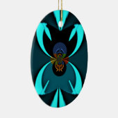 Ornement Ovale En Céramique Cyan Abstrait Art Print (Droite)