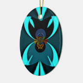 Ornement Ovale En Céramique Cyan Abstrait Art Print (Gauche)