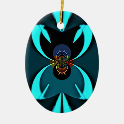 Ornement Ovale En Céramique Cyan Abstrait Art Print (Devant)