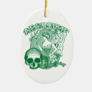 Ornement Ovale En Céramique Dame de l'Absinthe Verte Fée