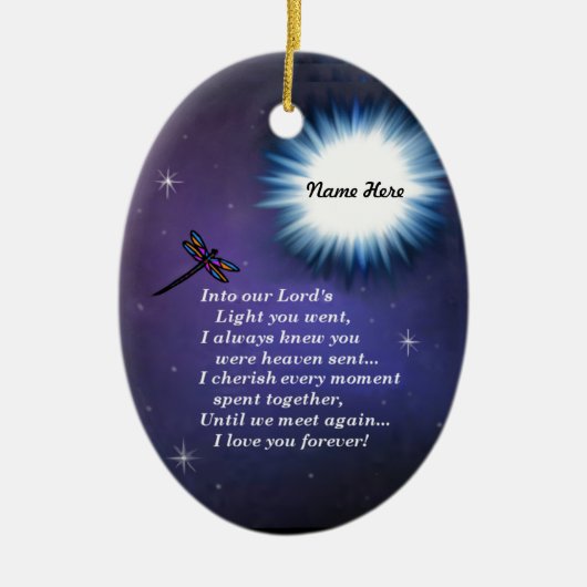 Ornement Ovale En Céramique Dans la libellule légère (Devant)