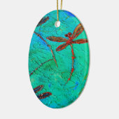 Ornement Ovale En Céramique Danse Dragonfly (Gauche)