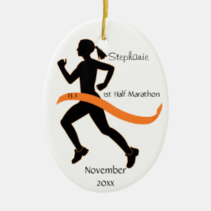 Ornement Ovale En Céramique Demi d'ornement de marathonien de femme dans