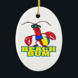 Ornement Ovale En Céramique dessin animé de homard de plage mignon<br><div class="desc">Drôle et idiot dessin animé animal d'eau. Graphique ©toonclipart.com. Utilisée avec autorisation.</div>