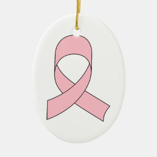 Ornement Ovale En Céramique Dessin de ruban rose