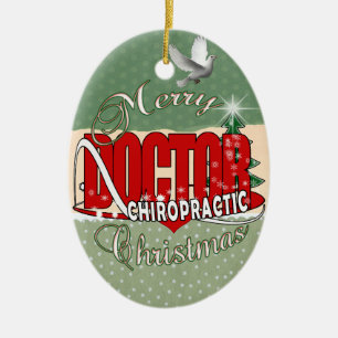 ORNEMENT OVALE EN CÉRAMIQUE DOCTEUR DE CHIROPRACTIE DE NOËL