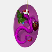 Ornement Ovale En Céramique Dragon rose (Droite)