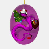 Ornement Ovale En Céramique Dragon rose (Devant)